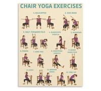 Seated Stretching Poster for Elderly People Chair Yoga Pose Diagram Canvas Wall-Art Gift