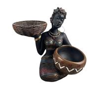 Seated Woman With Bowl African Decorative Figurine Shelf Accent Art