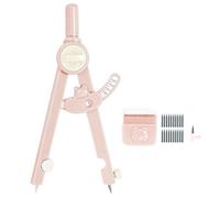 SEATOGEM 2-en-1 Compas-Règle, Compas escolar de precisión, 1-13 cm con Ajuste de Radio, Protección de las Punteras del Compas, para Carpintería, Estudiantes y Creación Artística (Rosa)