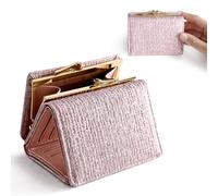 SEATOGEM Cartera mujer, monedero y tarjeta de crédito dos en uno, cartera mujer con presione y hebilla, carteras para el resto, monedas, tarjetas de crédito, Rosa, 10.5*2.5*7.5CM, Moderno
