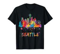 Seattle Acuarela Horizonte Paisaje Urbano Arte Camiseta