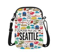 Seattle - Bolso cruzado para amantes de Seattle, regalo de mudanza a Seattle, producto de bienvenida estadounidense, Conoce a Seattle Cr Eu, 5.91 Inches ×8.27 Inches