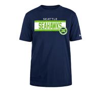 Seattle Seahawks New Era Cap NFL - Camiseta Regular con impresión de Tinta de Alta Densidad, gráfico Frontal, Color Original del Equipo, Unisex, Azul Marino