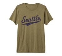 Seattle State of Washington Baseball Script Flag Swoosh Camiseta Premium