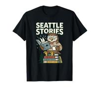 Seattle Stories Rainy Day Tales, Amante de los Libros, Owl Club Pacific Camiseta