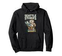 Seattle Stories Rainy Day Tales, Amante de los Libros, Owl Club Pacific Sudadera con Capucha