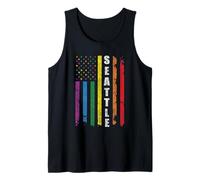 Seattle Us American Flag Rainbow Gay LGBT Pride Month Camiseta sin Mangas