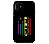 Seattle Us American Flag Rainbow Gay LGBT Pride Month Carcasa para iPhone 11