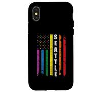 Seattle Us American Flag Rainbow Gay LGBT Pride Month Carcasa para iPhone X/XS