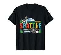 Seattle USA Travel Souvenir City Landmark Turista Regalo Camiseta