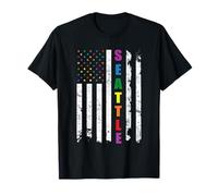 Seattle Washington LGBTQ Gay Pride Month USA Flag Rainbow Camiseta