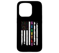 Seattle Washington LGBTQ Gay Pride Month USA Flag Rainbow Carcasa para iPhone 15 Pro