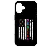 Seattle Washington LGBTQ Gay Pride Month USA Flag Rainbow Carcasa para iPhone 16