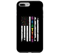 Seattle Washington LGBTQ Gay Pride Month USA Flag Rainbow Carcasa para iPhone 7 Plus/8 Plus