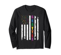 Seattle Washington LGBTQ Gay Pride Month USA Flag Rainbow Manga Larga