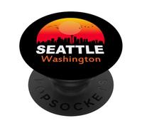 Seattle Washington State USA Vintage Sunset Retro City PopSockets PopGrip Adhesivo