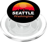 Seattle Washington State USA Vintage Sunset Retro City PopSockets PopGrip para MagSafe