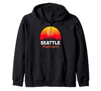 Seattle Washington State USA Vintage Sunset Retro City Sudadera con Capucha