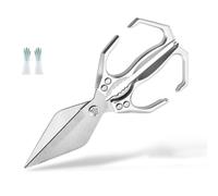 Seattleget Heavy-Duty Kitchen Shears, High-Carbon Steel Poultry Shears Ergonomic Handle, for Chicken, Meat, Seafood & Bone Cutting (Silver)