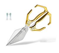 Seattleget Heavy-Duty Kitchen Shears, High-Carbon Steel Poultry Shears Ergonomic Handle, for Chicken, Meat, Seafood & Bone Cutting (Gold)