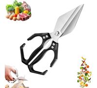 Seattleget Multifunctional Heavy-Duty Kitchen Shears, 2 In 1 Ergonomic Kitchen Scissors, Sharp Stainless Poultry Scissors Heavy Duty Cut Bone for Chicken, Meat, Seafood (Black)