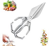 Seattleget Multifunctional Heavy-Duty Kitchen Shears, 2 In 1 Ergonomic Kitchen Scissors, Sharp Stainless Poultry Scissors Heavy Duty Cut Bone for Chicken, Meat, Seafood (Silver)