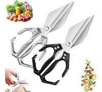 Seattleget Multifunctional Heavy-Duty Kitchen Shears, 2 In 1 Ergonomic Kitchen Scissors, Sharp Stainless Poultry Scissors Heavy Duty Cut Bone for Chicken, Meat, Seafood (Silver+Black)
