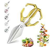 Seattleget Multifunctional Heavy-Duty Kitchen Shears, 2 in 1 Multifunctional Food Kitchen Scissors, Japanese Cooking Shearss for Meat, Vegetables and Nuts (Gold)
