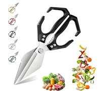 Seattleget Multifunctional Heavy-Duty Kitchen Shears, 2 in 1 Multifunctional Food Kitchen Scissors, Japanese Cooking Shearss for Meat, Vegetables and Nuts (Black)