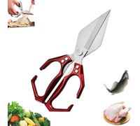 Seattleget Multifunctional Heavy-Duty Kitchen Shears, Ergonomic Kitchen Scissors for Food, High-Carbon Steel Culinary Shears, for Chicken, Meat, Seafood, Bone Cutting (Red)