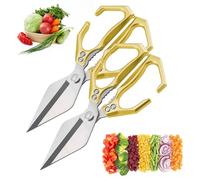 Seattleget Multifunctional Heavy Duty Kitchen Shears, Interactk Kitchen Scissors For Food, Japanese Kitche Scissors, For Chicken, Meat, Seafood Cutting (Gold,2pcs)