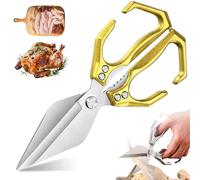 Seattleget Multifunctional Heavy-Duty Kitchen Shears, Japanese Kitchen Scissors, 2 in 1 Multifunctional Stainless Steel Shears (Yellow)