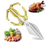 Seattleget Multifunctional Heavy-Duty Kitchen Shears, Multifunctional Heavy-Duty Kitchen Shears with Ergonomic Handle, for Seafood, Chicken Bones and Turkey Cutting (Gold,1PC)