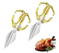 Seattleget Multifunctional Heavy-Duty Kitchen Shears, Multifunctional Heavy-Duty Kitchen Shears with Ergonomic Handle, for Seafood, Chicken Bones and Turkey Cutting (Gold,2PCS)