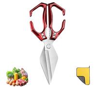 Seattleget Multifunctional Heavy-Duty Kitchen Shears, New 2 in 1 Ergonomic Kitchen Scissors, Sharp Stainless Poultry Scissors, Suitable for Cutting Meat, Seafood and Nuts (Red)