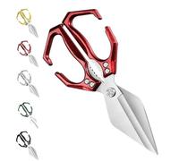 Seattleget Multifunctional Heavy-Duty Kitchen Shears,Seattle Get Scissors,2 In 1 Ergonomic Kitchen Scissors,For Chicken Duck, Fish Bones (RED)