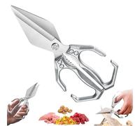 Seattleget Multifunctional Heavy-Duty Kitchen Shears, Sharp Stainless Poultry Scissors Heavy Duty Cut Bone, Poultry Shears with Ergonomic Handle, For Chicken, Meat, Seafood Cutting (Silvery)