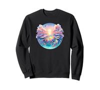 Seaturtle Beach Sea Turtle Shell Beachy Blue Pink Sunset Art Sudadera