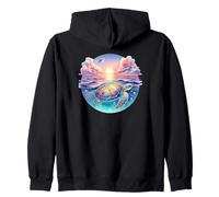 Seaturtle Beach Sea Turtle Shell Beachy Blue Pink Sunset Art Sudadera con Capucha