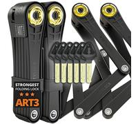 Seatylock Foldylock Elite - Juego de candados plegables para bicicleta, patentados, 2 candados a juego con 6 llaves idénticas, 18/18, resistente, antirrobo, con llaves y soporte para funda, 43.3