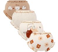 SEAUR Bloomer Bebé Niña Niño Algodón Bragas Niño Pequeños 4 Piezas Braguitas con Volantes Elástico Ropa Interior de Pan Mignon Color 6 100 12-24 Meses