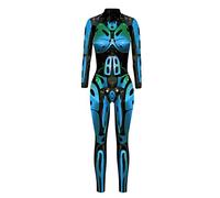 SEAUR Disfraz de Halloween para mujer, catsuit de cosplay de robot, mono con huesos, para carnaval, talla S