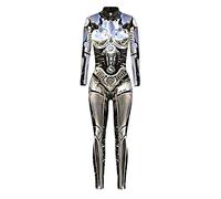 SEAUR Disfraz de Halloween para mujer, catsuit de cosplay de robot, mono con huesos, para carnaval, talla S