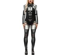 SEAUR Disfraz de robot de Halloween para mujer, catsuit, esqueleto, traje de huesos, para carnaval XL