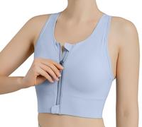 SEAUR Sujetador Diario de Yoga para Mujer,Sujetador Push up con Cremallera Delantera,Sujetador con Almohadillas antiflacidez,Sujetador Resistente a los Golpes,Azul,XL