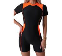 SEAUR Traje de Surf de 1 Pieza para Mujer con Cremallera Anti-UV Traje de Baño Shorty Playa Natación Bañadores Moldeador Mono Rashguard Negro 1 M