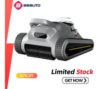 Seauto Robot aspirador inalámbrico para piscina, 180 minutos, pared corrediza, escalada para piscinas elevadas y enterradas de hasta 2150 pies cuadrados pies. Space Gray