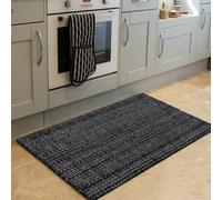Seavish Alfombra de Cocina Negra, Alfombra de baño pequeña, 2 x 3 pies, Alfombra a Rayas Blancas y Negras, Lavable, decoración Bohemia para Porche, Interior y Exterior, tapete de Bienvenida para