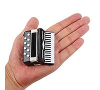 Seawoo - Mini acordeón en miniatura con estuche, réplica de instrumentos musicales coleccionables, modelo de casa de muñecas