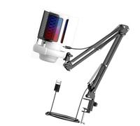 SEAYACK Micrófono USB para juegos de 30 Hz ~ 16 kHz de frecuencia para PC con brazo de brazo e iluminación LED para transmisión inmersiva